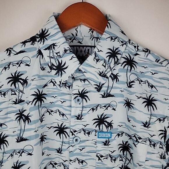 Dixxon Flannel Shirt Men XS Moorea Party Palm Tree Hawaiian Travel Lightweight - Picture 4 of 11